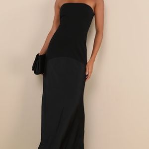 Lulus Compelling Style Black Strapless A-line Maxi Dress - Size M